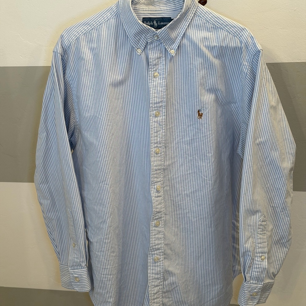 Ralph Lauren Men's Light Blue Pinstripe Shirt button down 17 32/33